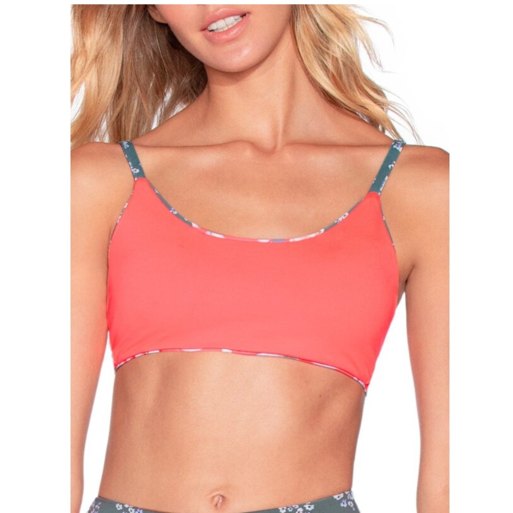 Maaji Bouquet Twister Orange Floral Reversible Bralette Bikini Top Sz S - Picture 8 of 14